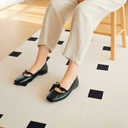Eloise Flats in Black – Handmade Everyday Flats for Women | Wide-Foot Friendly with Strap & Bow