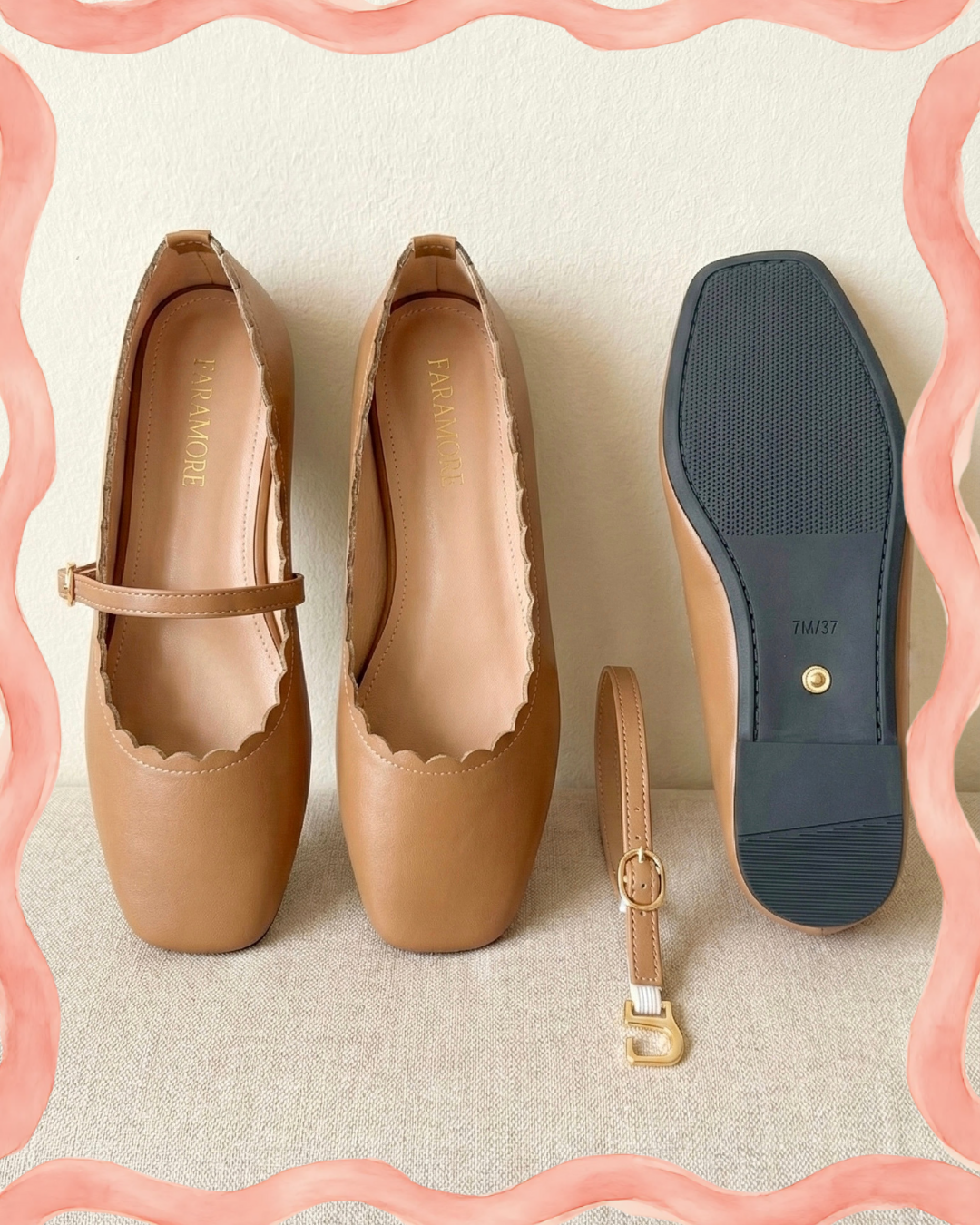 Mary-Bell Flats In Caramel | 2 Way Detachable Strap Mary Jane Ballerina