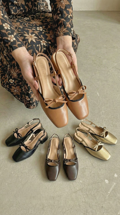 Francesca Midi Heels in Caramel | Comfy Anti-Slip Heels for Wide Feet | 2cm Low Heels