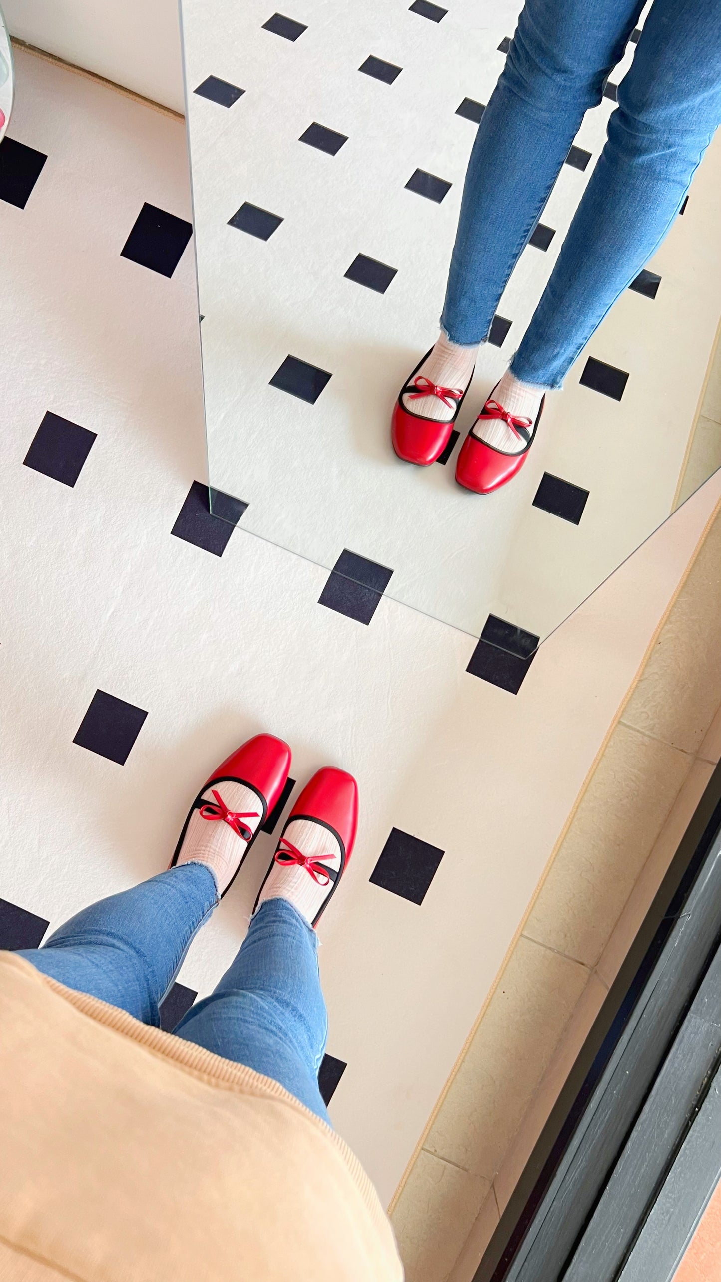 Eloise Flats in Cherry Red – Handmade Everyday Flats for Women | Wide-Foot Friendly with Strap & Bow