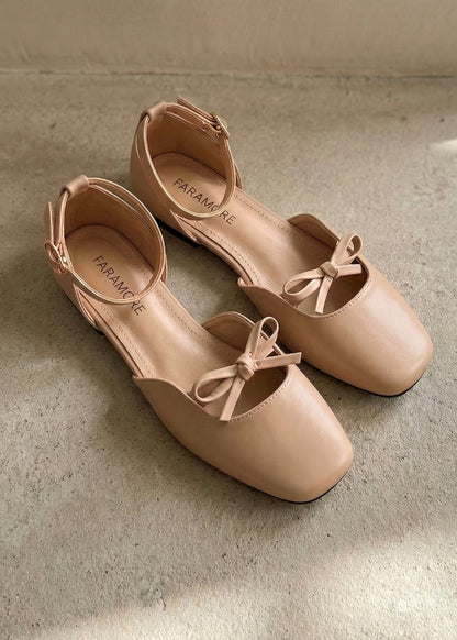 Daphne Flats In Moccachino – Handmade Ankle Strap Flats for Women | Wide-Foot & Bunion Friendly with Easy Hook Buckle