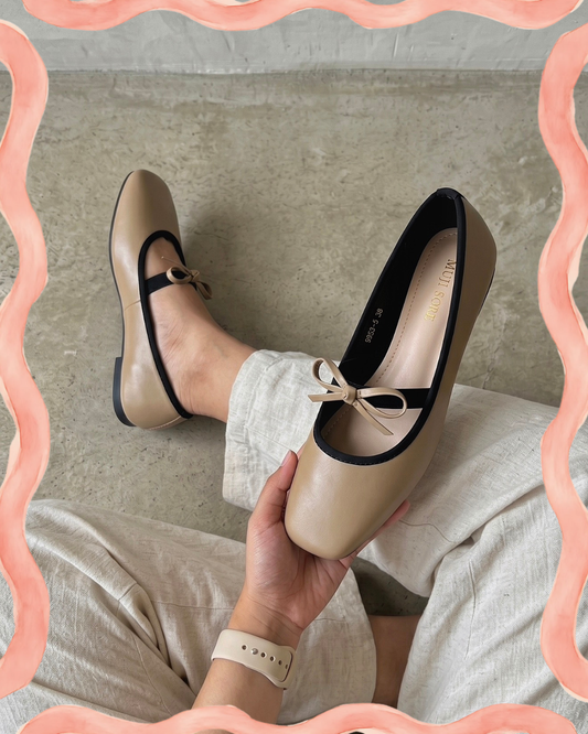 Eloise Flats in Khaki – Handmade Everyday Flats for Women | Wide-Foot Friendly with Strap & Bow