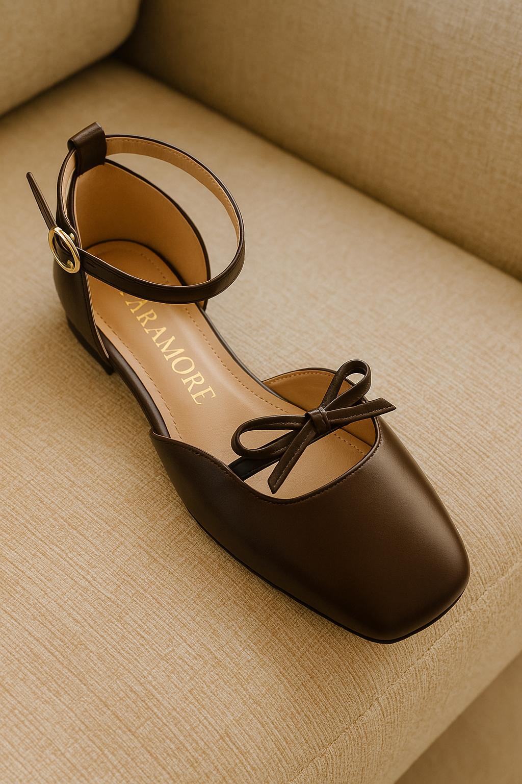 Daphne Flats In Espresso – Handmade Brown Flats for Women | Wide-Foot & Bunion Friendly with Easy Hook Buckle