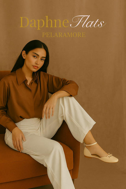 Daphne Flats In Vanilla – Handmade Brown Flats for Women | Wide-Foot & Bunion Friendly with Easy Hook Buckle
