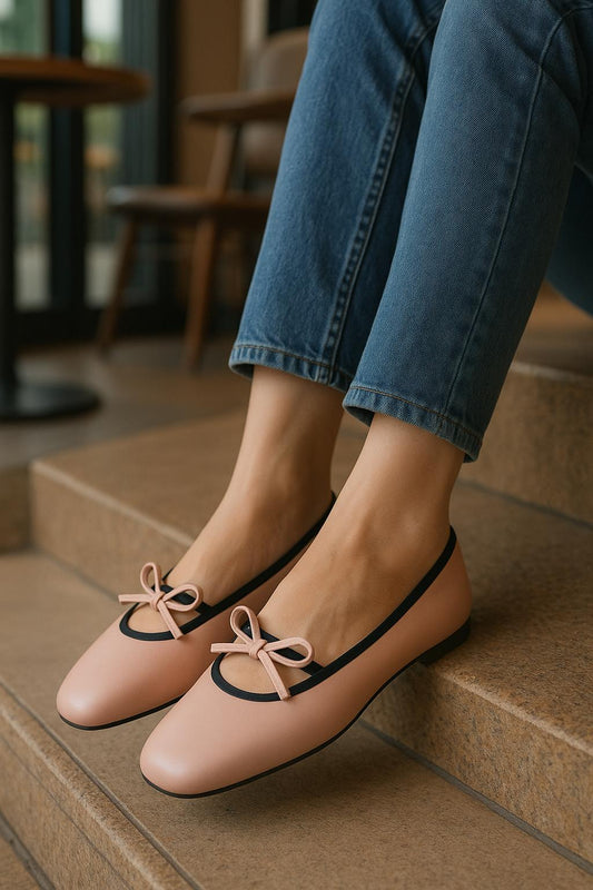 Eloise Flats in Blush Pink – Handmade Everyday Flats for Women | Wide-Foot Friendly with Strap & Bow