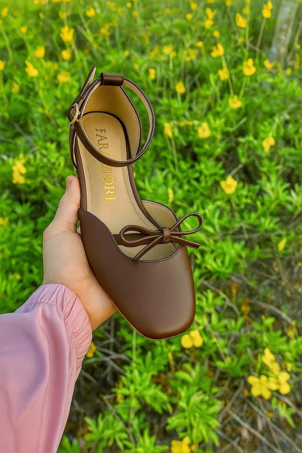 Daphne Flats In Espresso – Handmade Brown Flats for Women | Wide-Foot & Bunion Friendly with Easy Hook Buckle