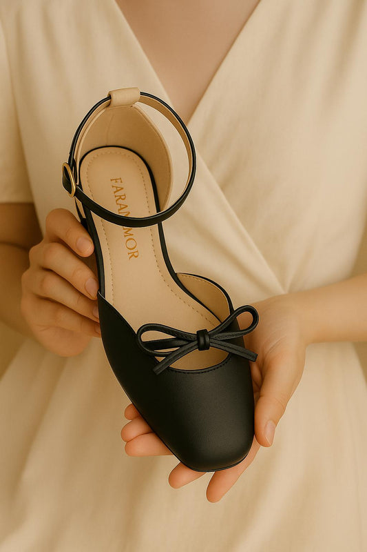 Daphne Flats In Americanno – Handmade Brown Flats for Women | Wide-Foot & Bunion Friendly with Easy Hook Buckle