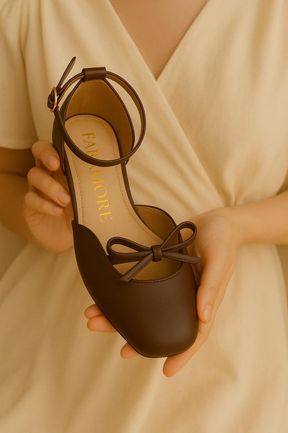 Daphne Flats In Espresso – Handmade Brown Flats for Women | Wide-Foot & Bunion Friendly with Easy Hook Buckle