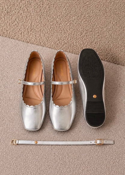 MaryBell Cloud In Silver | 2 Way Detachable Strap Mary Jane Ballerina