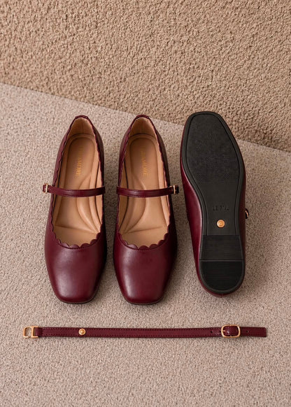 MaryBell Cloud In Red Velvet | 2 Way Detachable Strap Mary Jane Ballerina