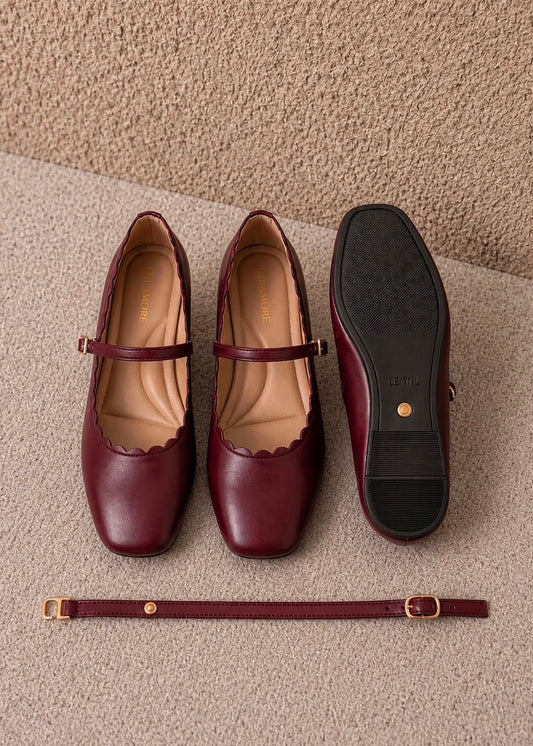 MaryBell Cloud In Red Velvet | 2 Way Detachable Strap Mary Jane Ballerina